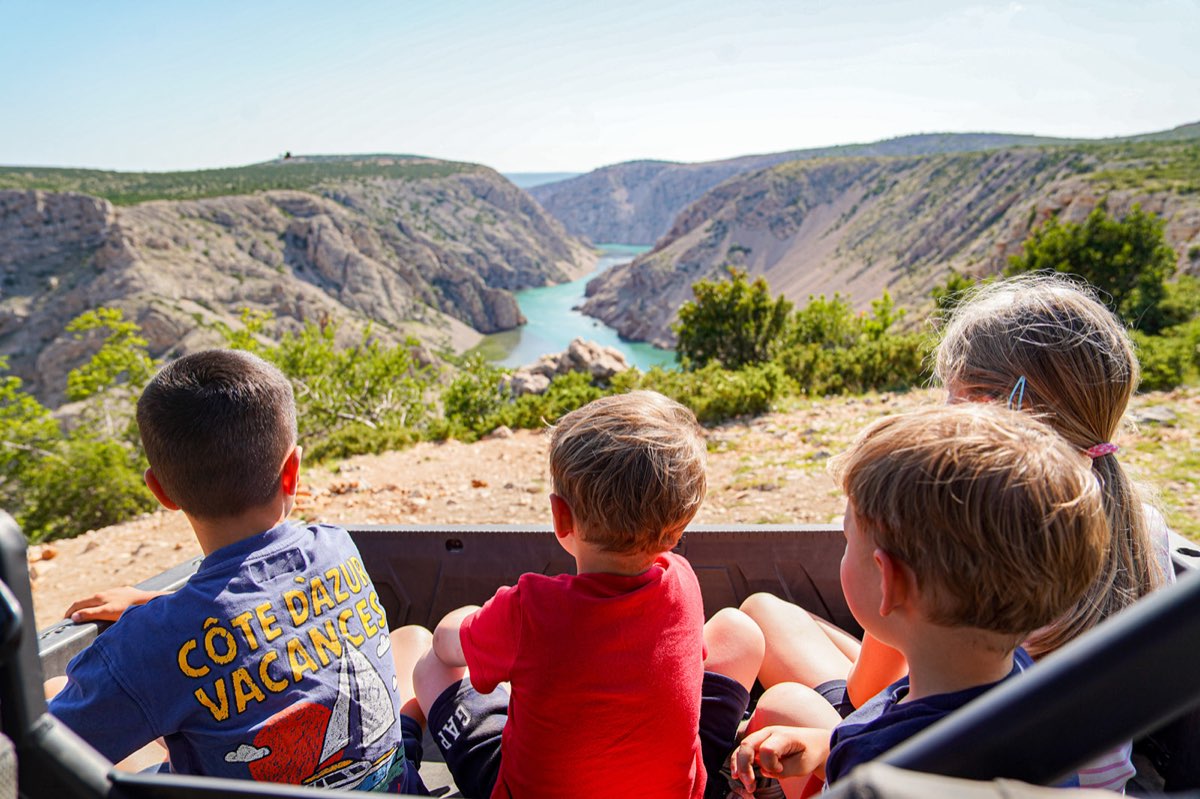 Children enjoying a no-license-needed buggy safari tour in Croatia